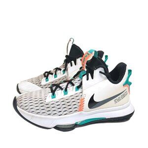 Nike LeBron Witness 5 Sneakers Mens 8.5 White Jade Athletic Basketball Air Zoom